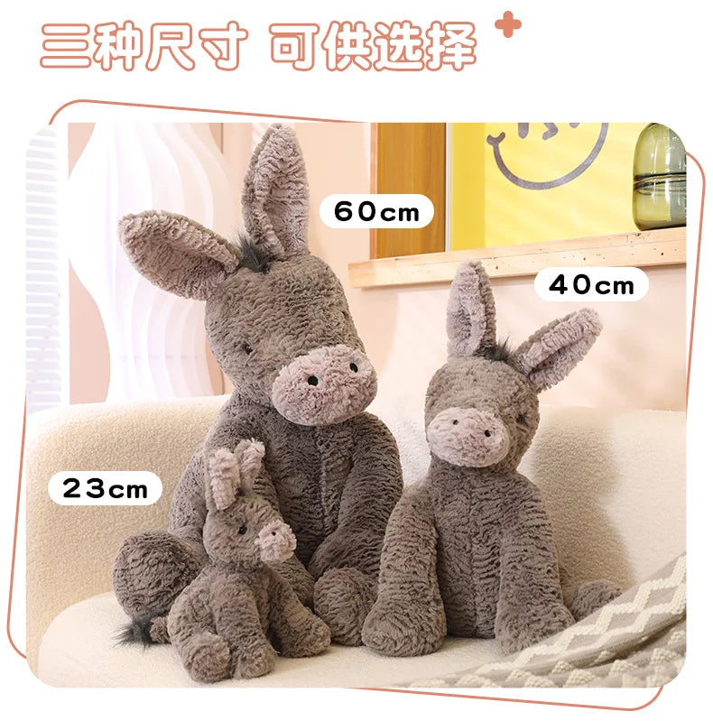 23/40/60CM Large Grey Sitting Donkey Plush Soft Toy