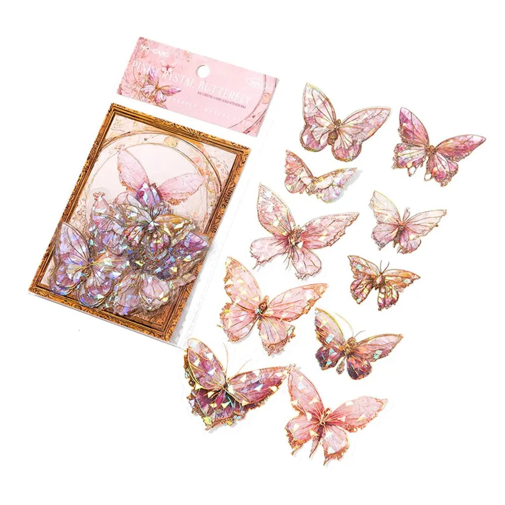 20-Pc Butterfly Film Stickers Pack – Pink, Green, Blue & Multi-Colour 3D Decals Scrapbook