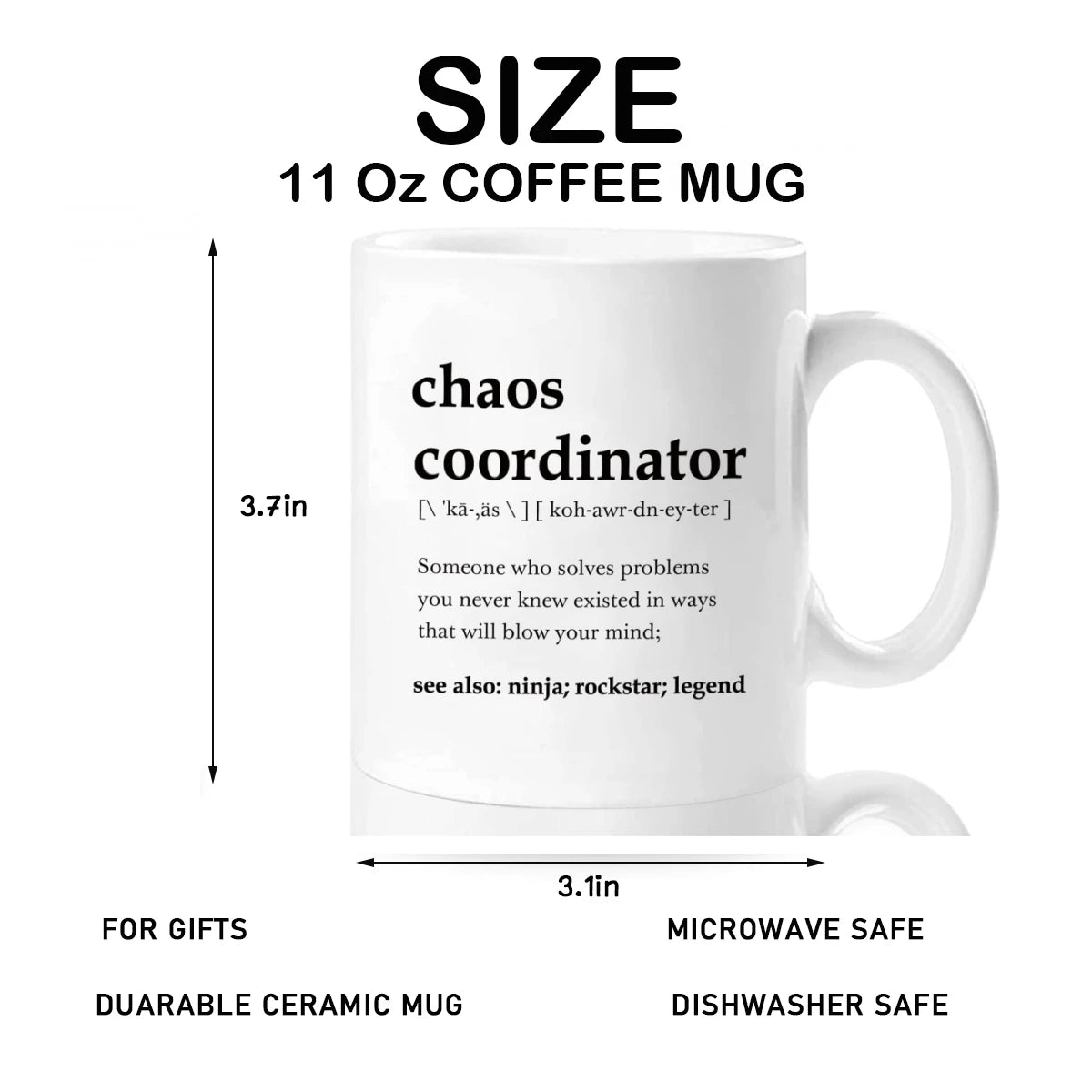 Chaos Coordinator Mug – Funny Novelty 11oz Ceramic Coffee Cup Boss Coworker Office Gift