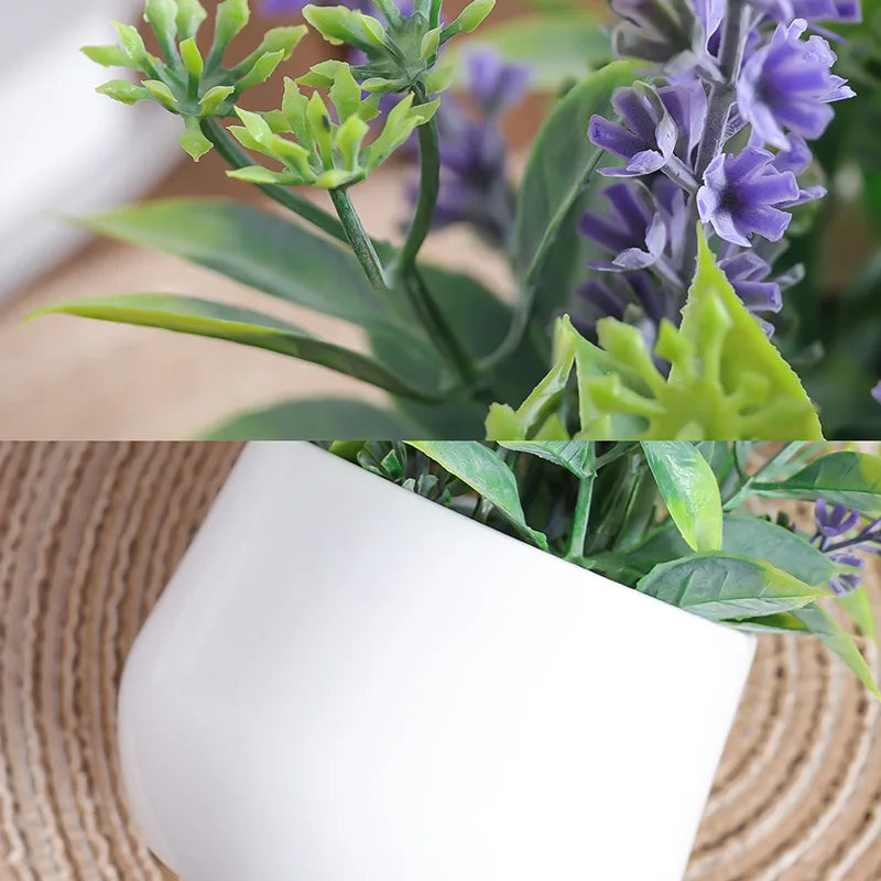 Artificial Lavender Potted Plant – Realistic Faux Flower for Home & Office Décor