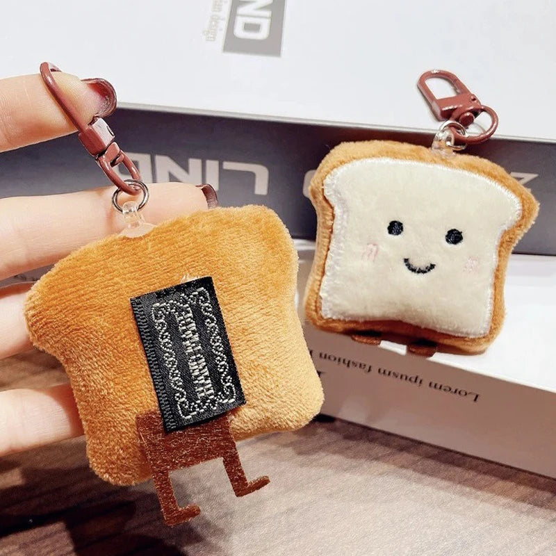 Cute Toast Bread Plush Keychain – Cartoon Food Pendant for Bags & Keys