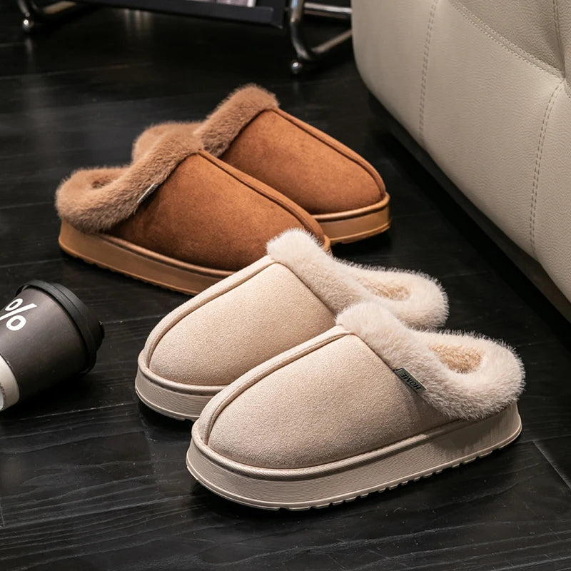 Women’s Men’s Unisex Slippers - Fluffy Thick EVA Sole Anti-Slip Indoor Slippers Warm for Winter Autumn
