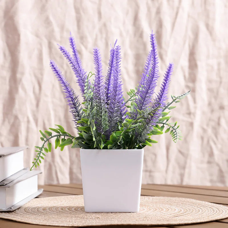 Artificial Lavender Potted Plant – Realistic Faux Flower for Home & Office Décor