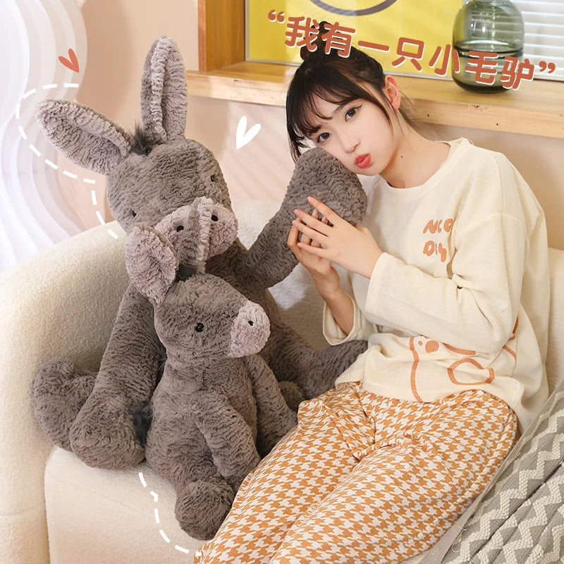 23/40/60CM Large Grey Sitting Donkey Plush Soft Toy