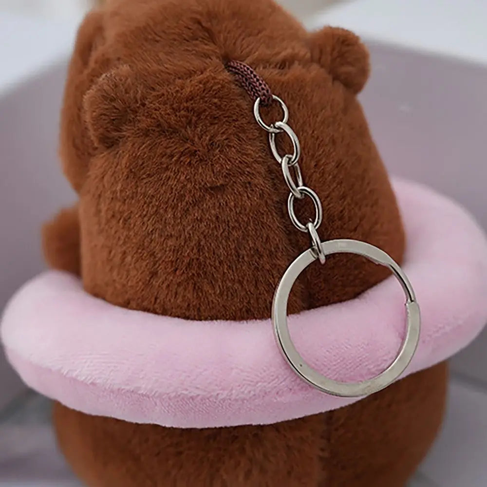 Capybara Plush Keychain with Swimming Swim Ring Float or Hoodie – Cute Mini Stuffed Animal Bag Charm