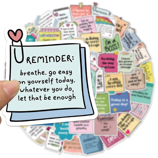50Pc Self-Affirmation Quote Stickers – Motivational Waterproof Vinyl Pack