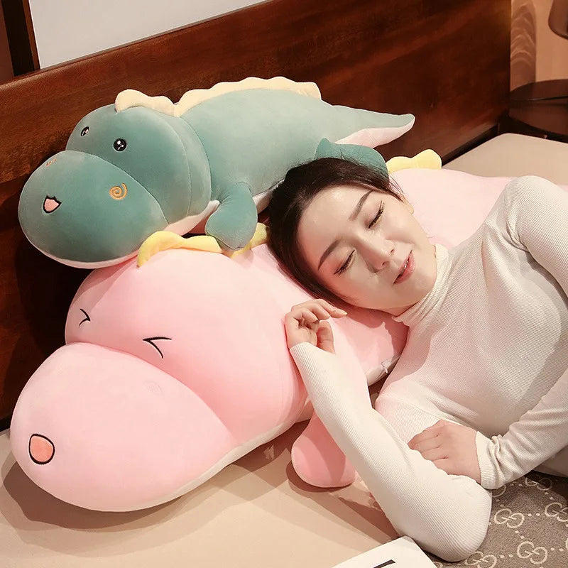 Giant 80-150cm Long Dinosaur Crocodile Plush – Soft Cartoon Plush in Green, Pink, Blue, Yellow, or Purple