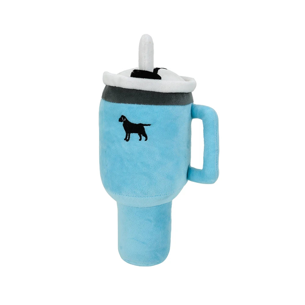 Large Squeaky Drink Cup Plush Dog Toy – 31cm Tall, Soft & Durable with Handle