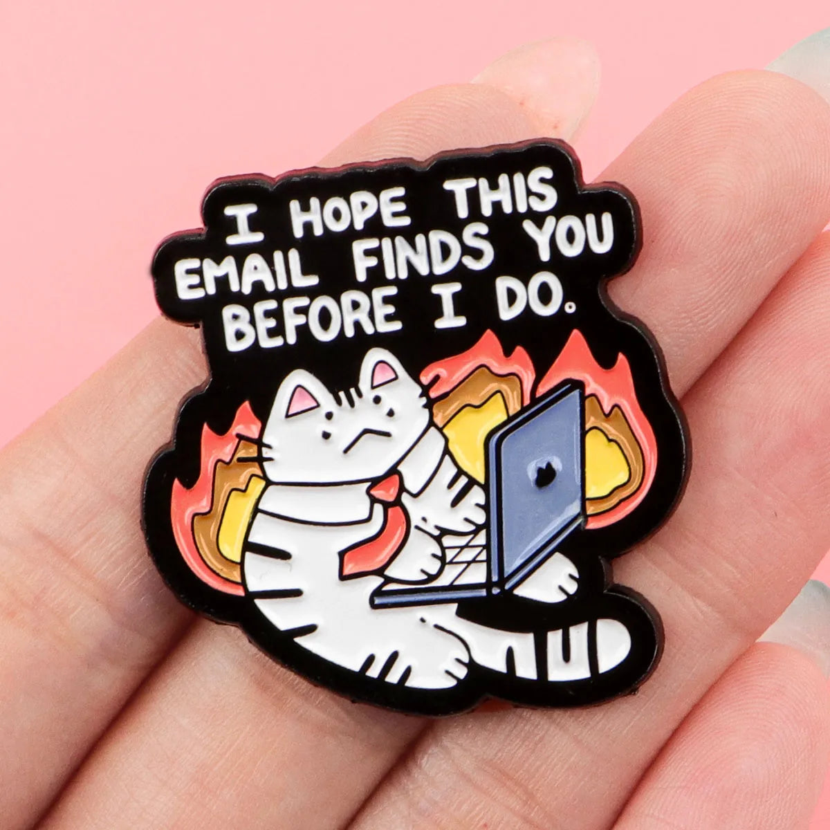 Funny Grumpy Angry Cat Enamel Pin Badge Brooch Office Humor Brooch Bag Jacket