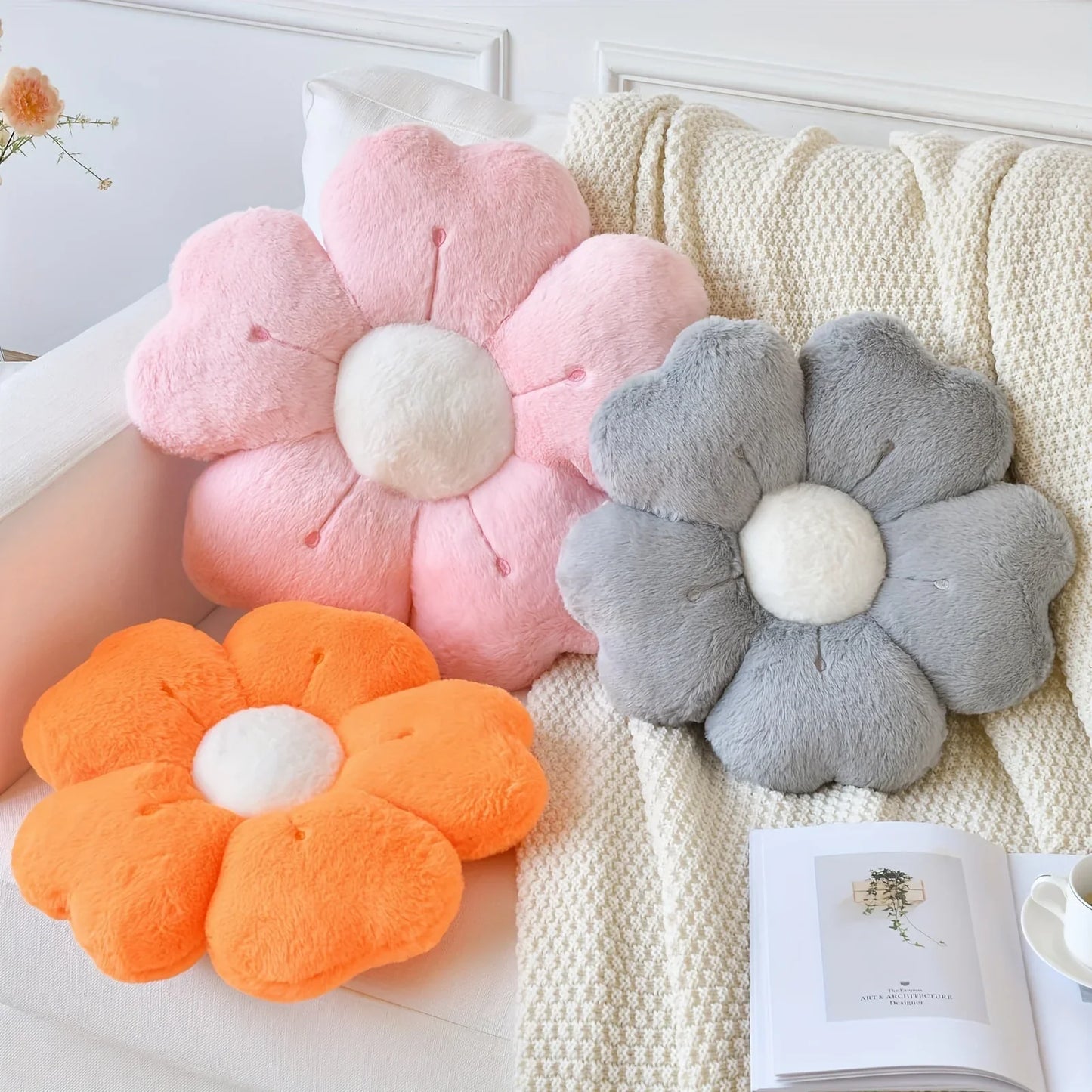 Sunflower Daisy Flower Cushion Pillow, Seat Cushion Plush Toy Mat Gift