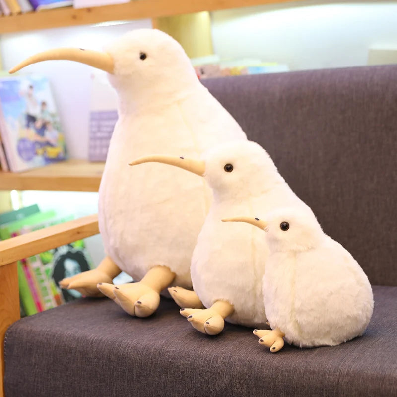 20cm Realistic Kiwi Bird Plush Soft Toy – Cute White or Orange/Brown