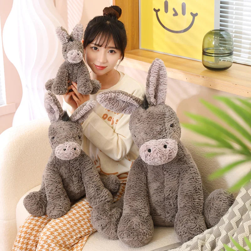 23/40/60CM Large Grey Sitting Donkey Plush Soft Toy