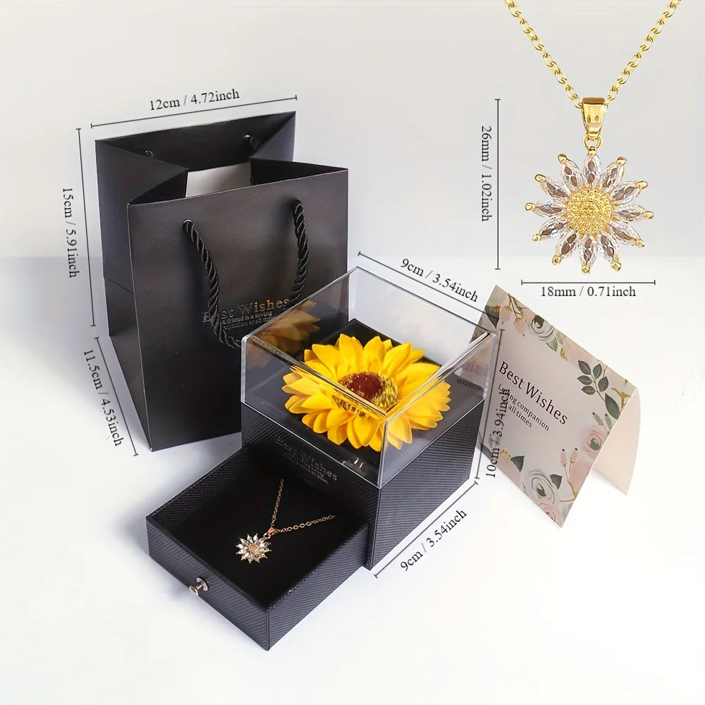 Elegant Sunflower Necklace Gift Set - Love, Loyalty, Friendship