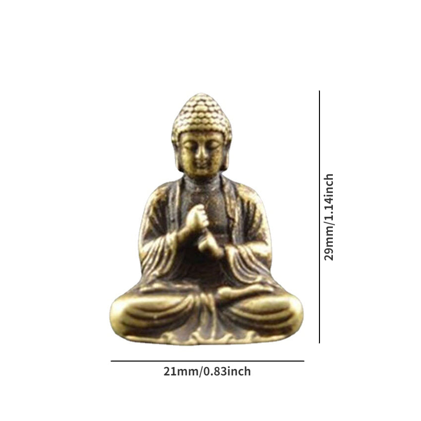 Set of 2 Mini Brass Copper Metal Buddha Figurine – Desk Buddy Ornament Collectible