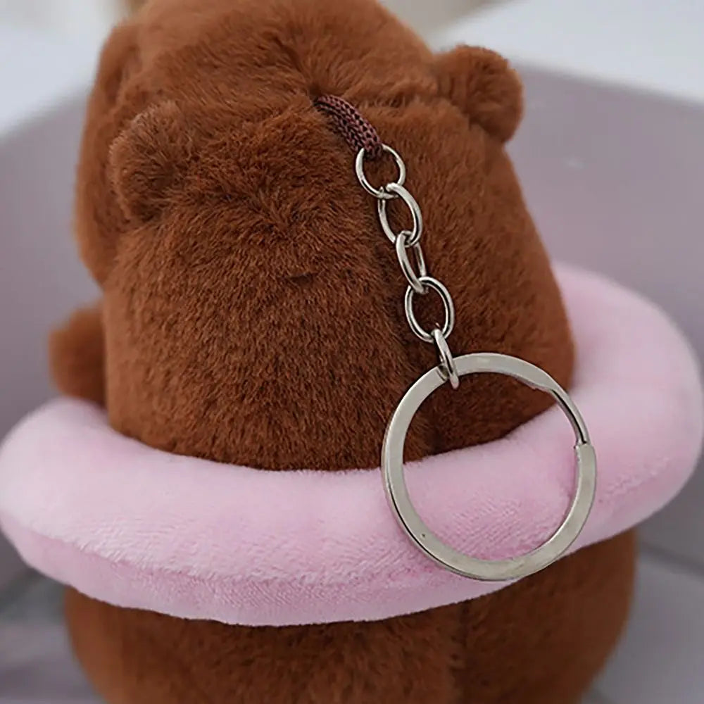 Capybara Plush Keychain with Swimming Swim Ring Float or Hoodie – Cute Mini Stuffed Animal Bag Charm