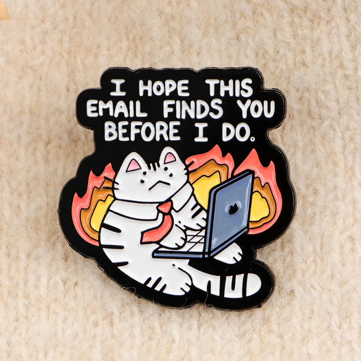 Funny Grumpy Angry Cat Enamel Pin Badge Brooch Office Humor Brooch Bag Jacket