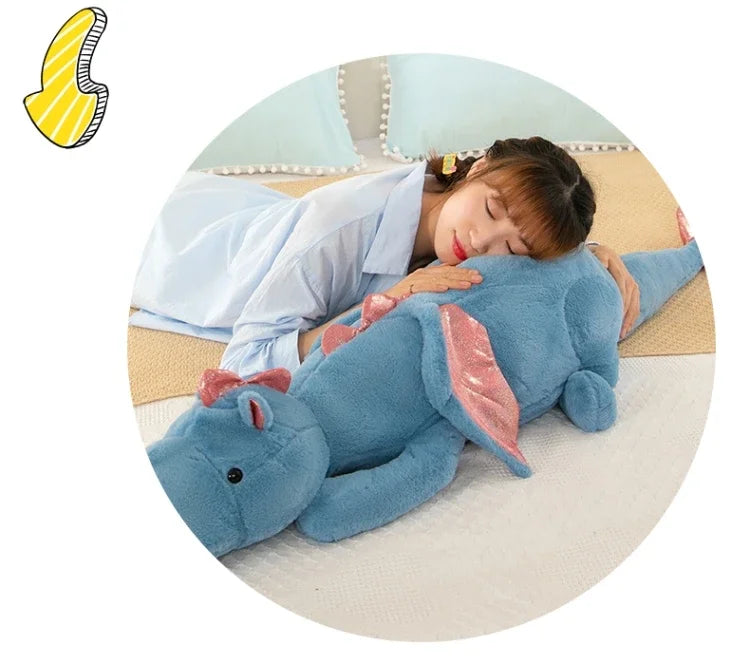 Large Giant Dragon Plush Pillow – Soft Stuffed Dinosaur Toy in 80cm–150cm - Multiple Colours