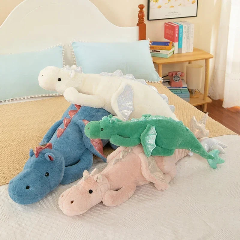 Large Giant Dragon Plush Pillow – Soft Stuffed Dinosaur Toy in 80cm–150cm - Multiple Colours