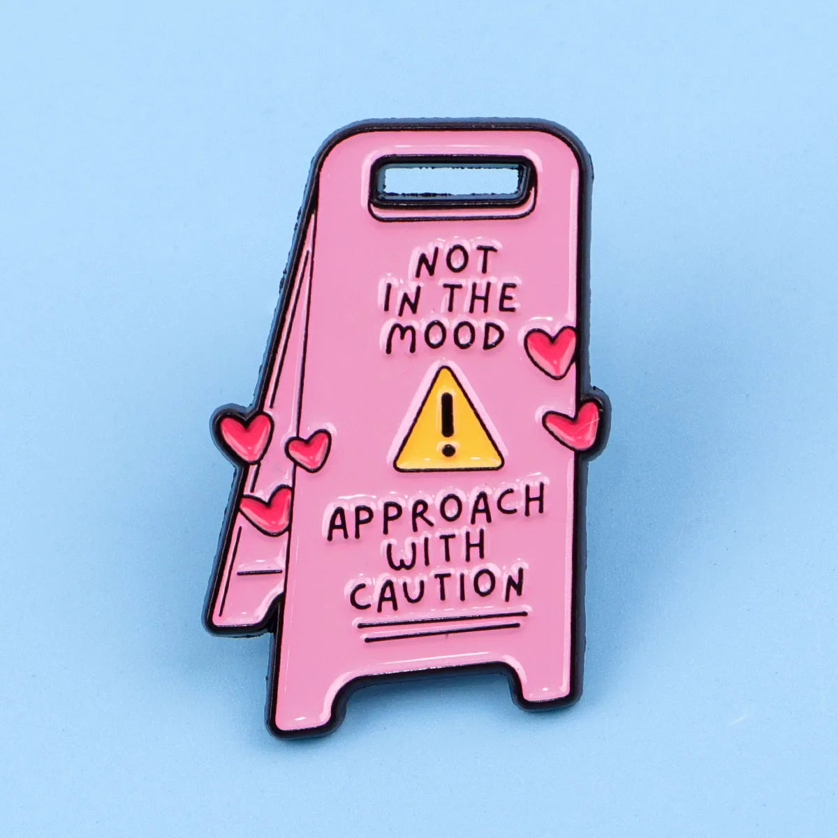 Approach with Caution Funny Sarcastic Enamel Brooch Lapel Pin Badge Novelty Gift