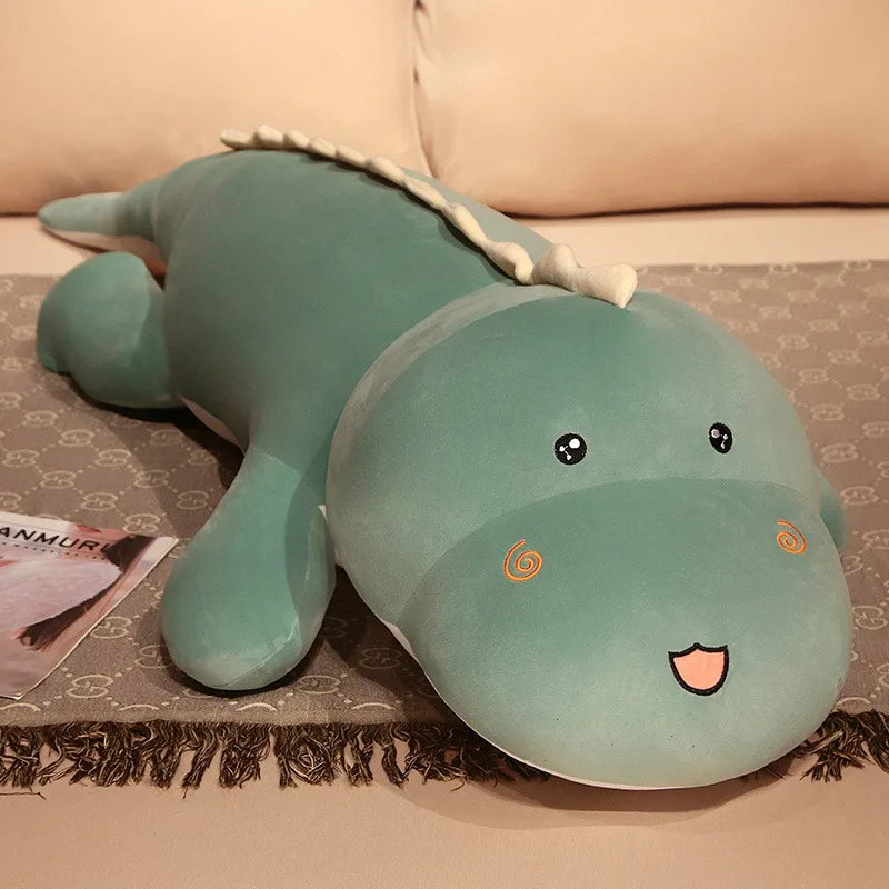 Giant 80-150cm Long Dinosaur Crocodile Plush – Soft Cartoon Plush in Green, Pink, Blue, Yellow, or Purple