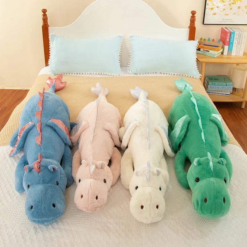 Large Giant Dragon Plush Pillow – Soft Stuffed Dinosaur Toy in 80cm–150cm - Multiple Colours