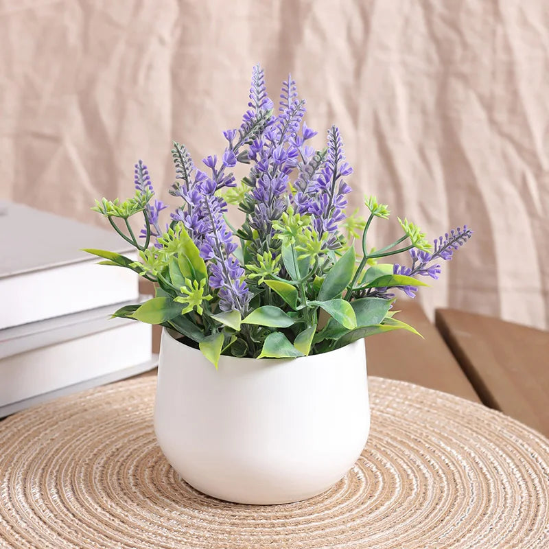 Artificial Lavender Potted Plant – Realistic Faux Flower for Home & Office Décor