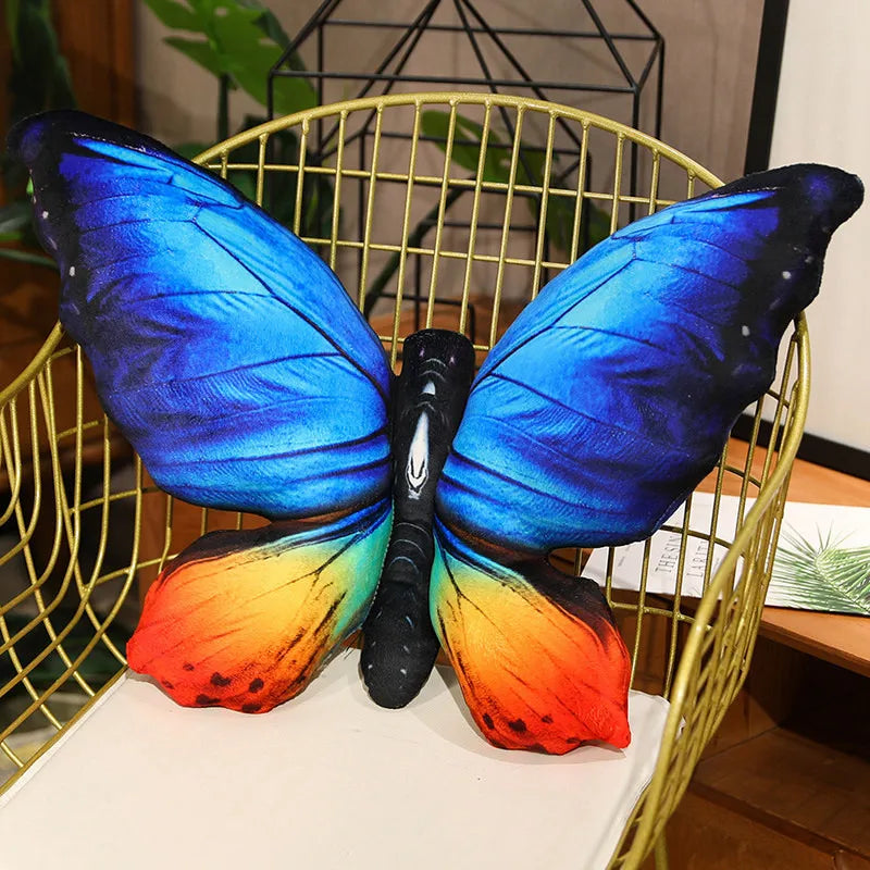 40×50cm Large Butterfly Plush Soft Toy Decorative Cushion – Blue/Pink/Yellow Multicolour Options