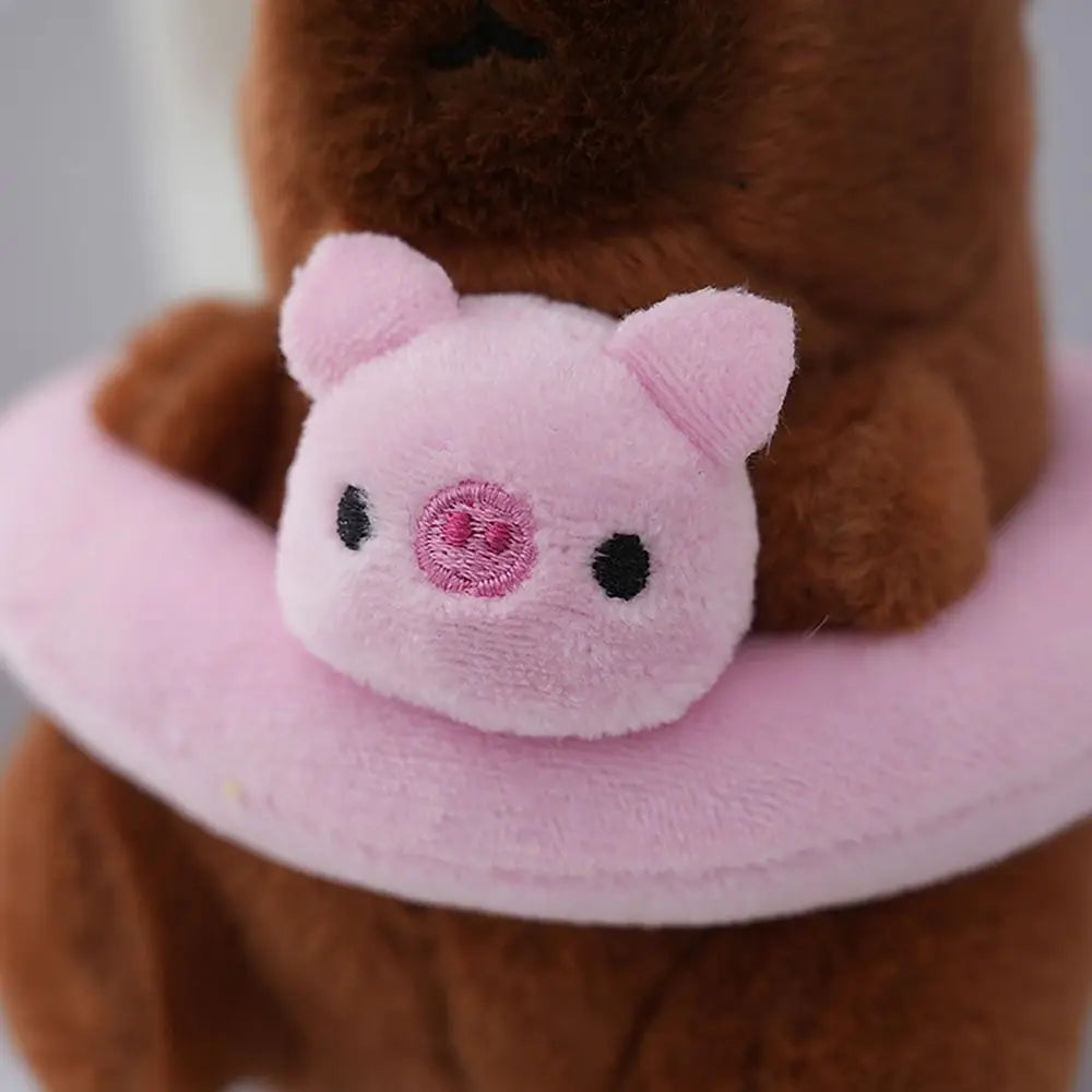 Capybara Plush Keychain with Swimming Swim Ring Float or Hoodie – Cute Mini Stuffed Animal Bag Charm
