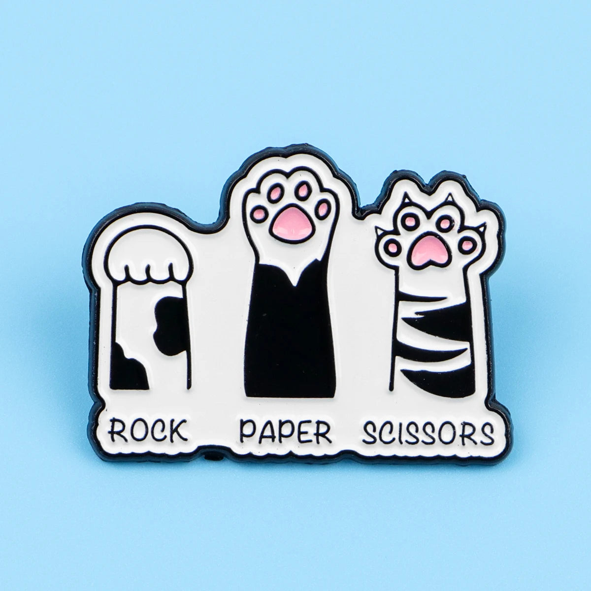 Rock Paper Scissors Funny Cute Cat Paw Enamel Brooch Lapel Pin Badge Novelty Gift
