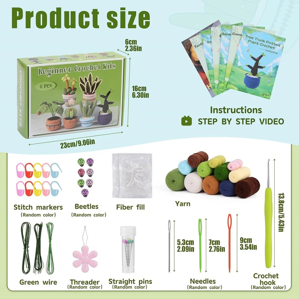 6 Piece Plant Succulent Set - DIY Beginners Crochet Kit