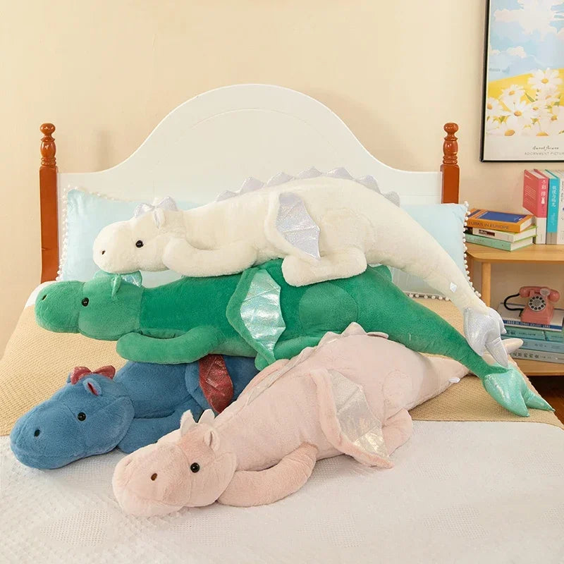 Large Giant Dragon Plush Pillow – Soft Stuffed Dinosaur Toy in 80cm–150cm - Multiple Colours