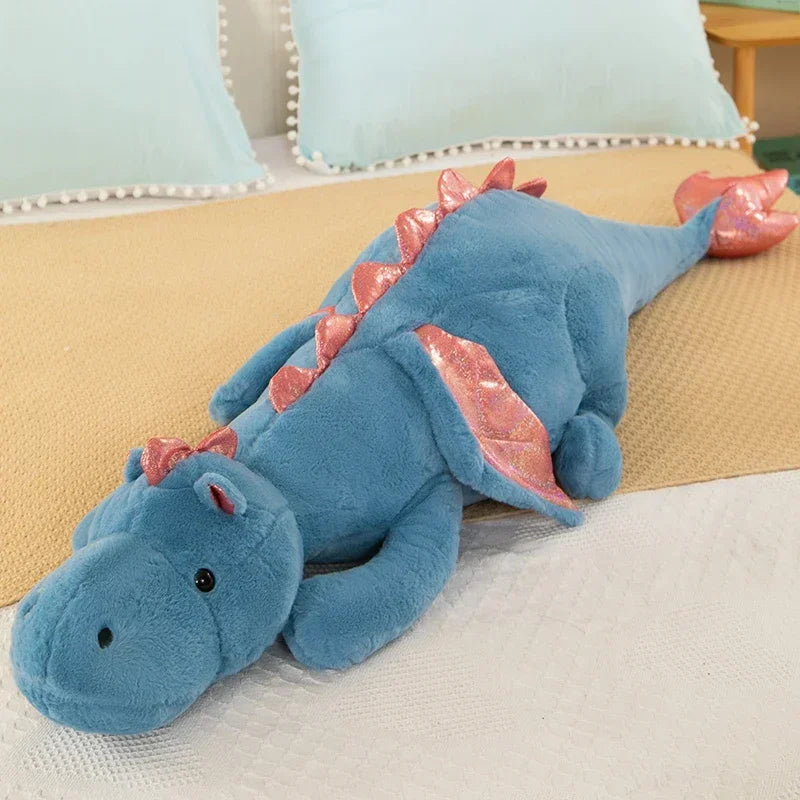 Large Giant Dragon Plush Pillow – Soft Stuffed Dinosaur Toy in 80cm–150cm - Multiple Colours