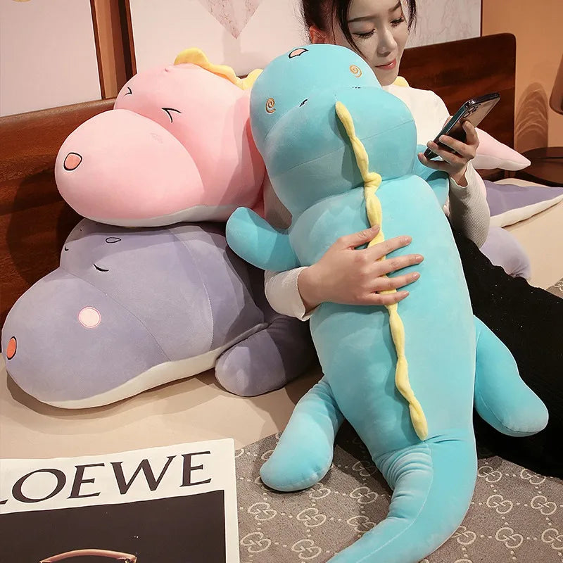 Giant 80-150cm Long Dinosaur Crocodile Plush – Soft Cartoon Plush in Green, Pink, Blue, Yellow, or Purple