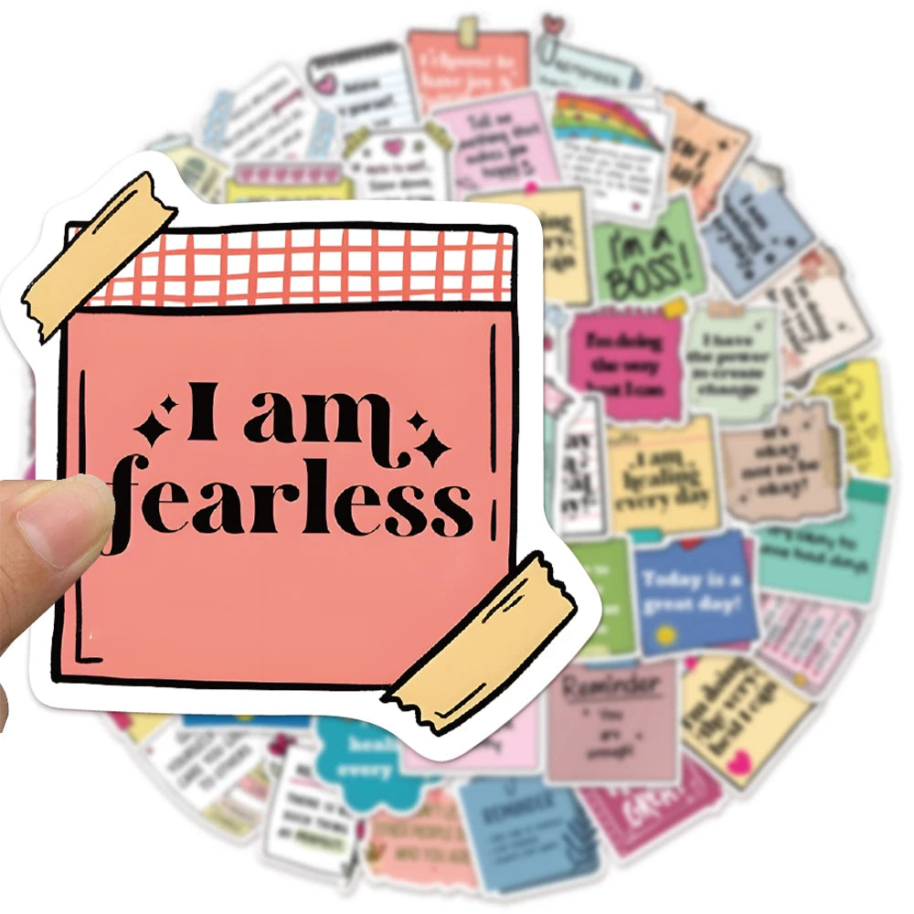 50Pc Self-Affirmation Quote Stickers – Motivational Waterproof Vinyl Pack