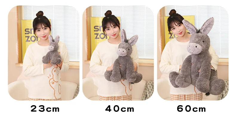 23/40/60CM Large Grey Sitting Donkey Plush Soft Toy