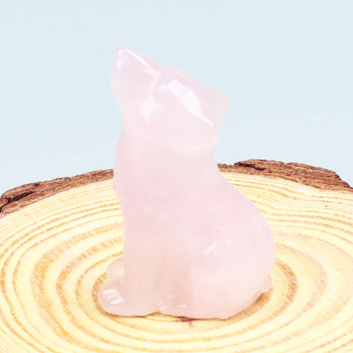 Crystal Howling Wolf Figurines – Hand-Carved Natural Stone Animal Wolves Figures for Chakra Energy Healing & Home Décor