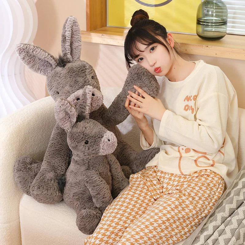 23/40/60CM Large Grey Sitting Donkey Plush Soft Toy