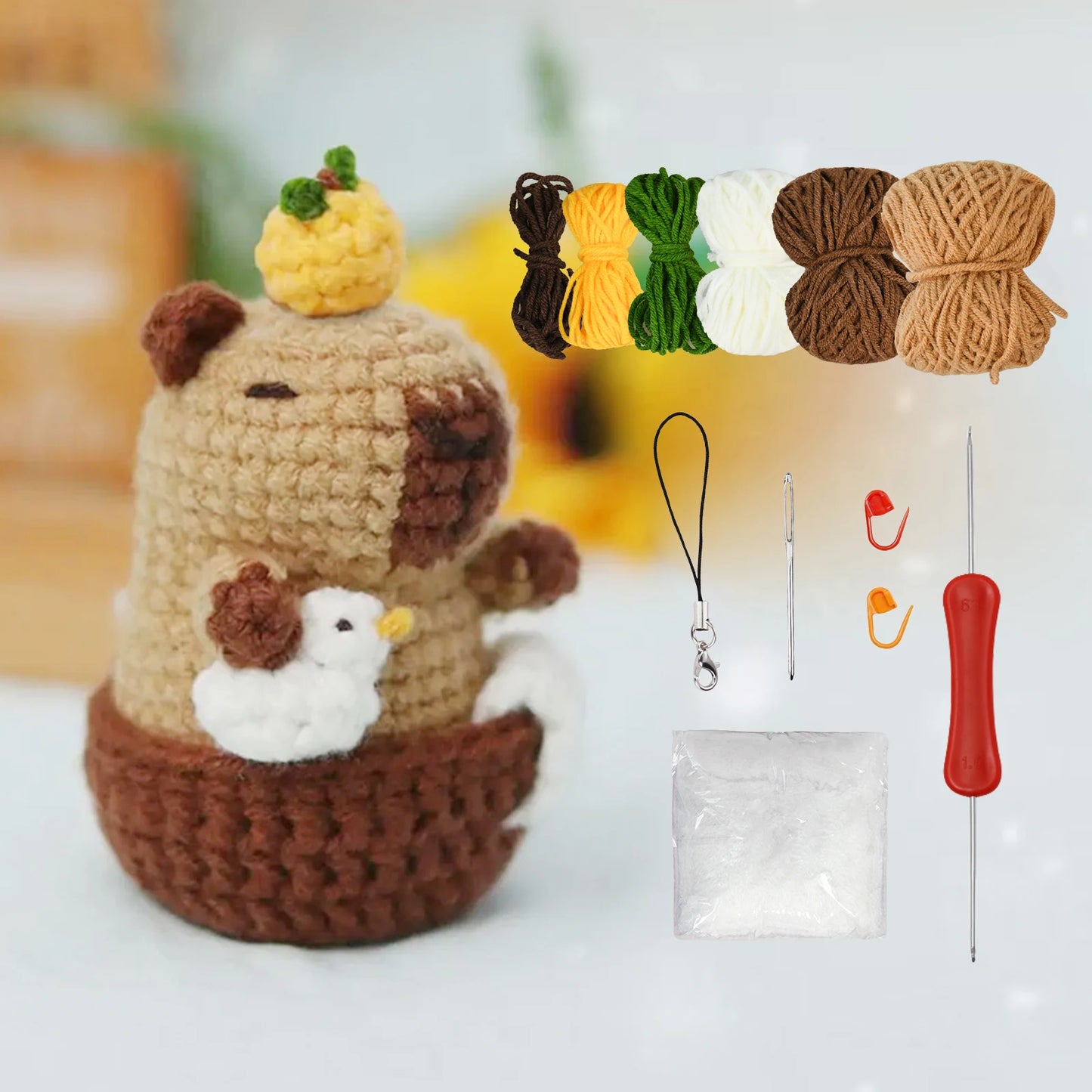 Capybara DIY Crochet Kits, Cute Animal Crochet Craft Kit Set for Beginners