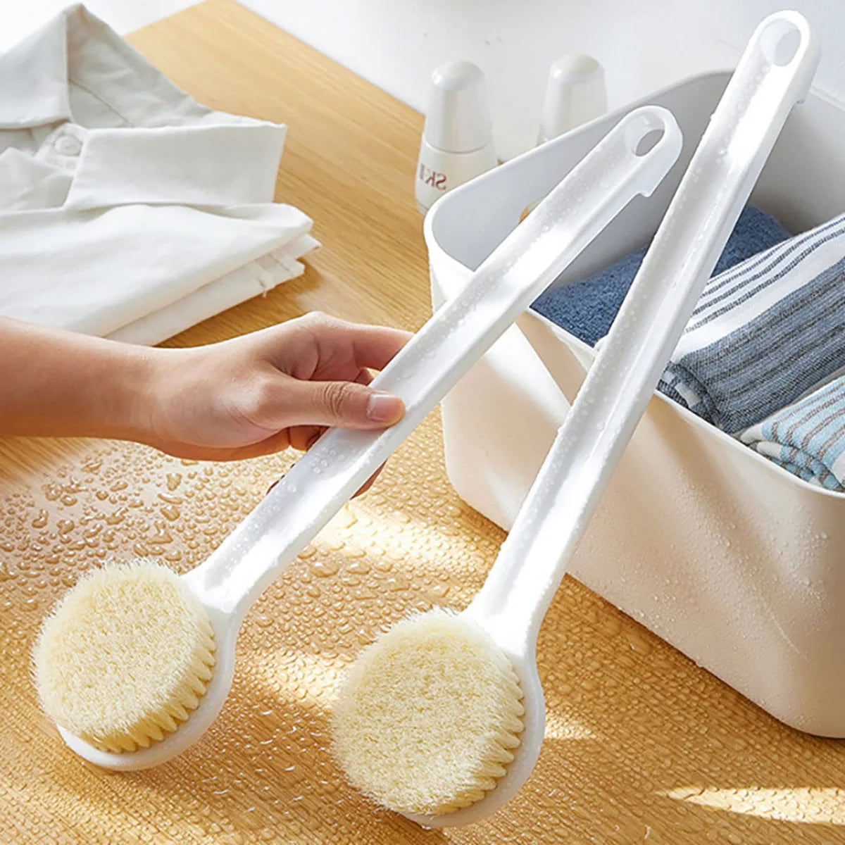 Japanese Long Handle Soft Bristle Bath Brush – Back Scrubber for Shower & Body Exfoliation