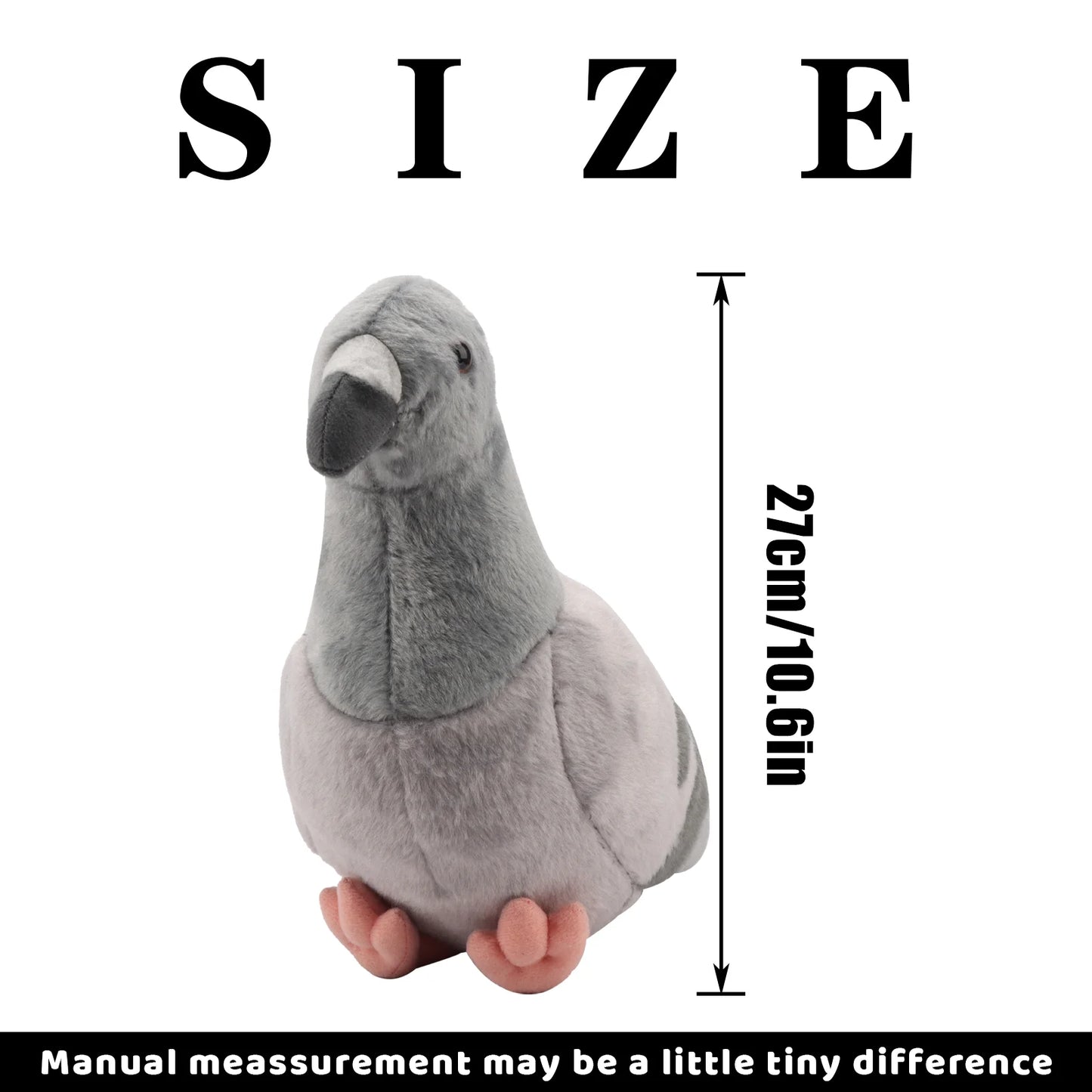 27cm Realistic Pigeon Plush – Soft Grey Bird Toy Lifelike Feathered Friend