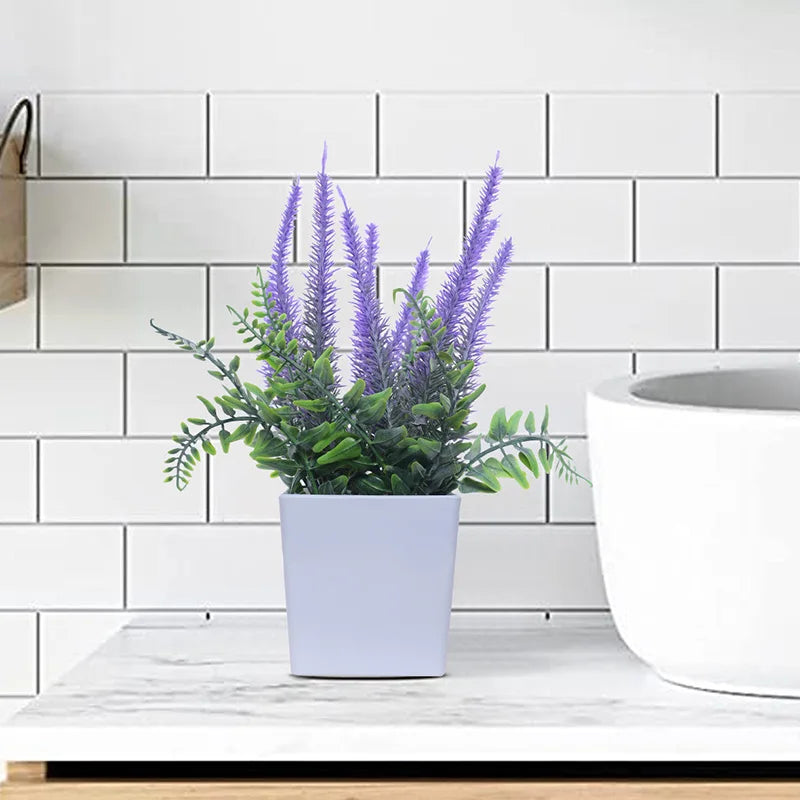 Artificial Lavender Potted Plant – Realistic Faux Flower for Home & Office Décor