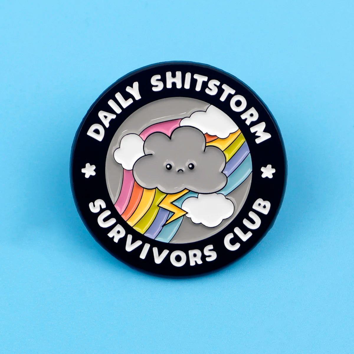 Daily S**tstorm Survivors Club Funny Sarcastic Enamel Brooch Lapel Pin Badge Novelty Gift