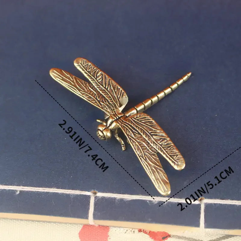 Vintage Brass Dragonfly Figurine – Antique-Style Desk & Home Decor Collectible