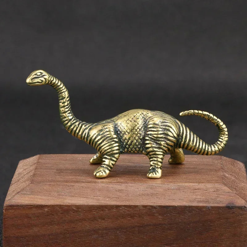 Mini Brass Copper Metal Dinosaur Figurine – Desk Buddy Ornament Collectible