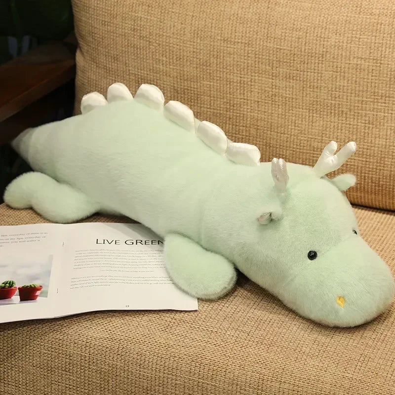 70-140cm Giant Dragon Plush Soft Toy – White or Green Fantasy Dinosaur