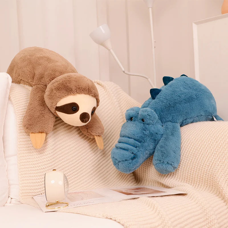 Large Raccoon, Fox, Crocodile or Sloth Soft Fluffy Plush Toy Pillow