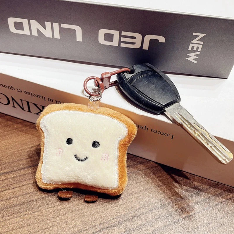 Cute Toast Bread Plush Keychain – Cartoon Food Pendant for Bags & Keys