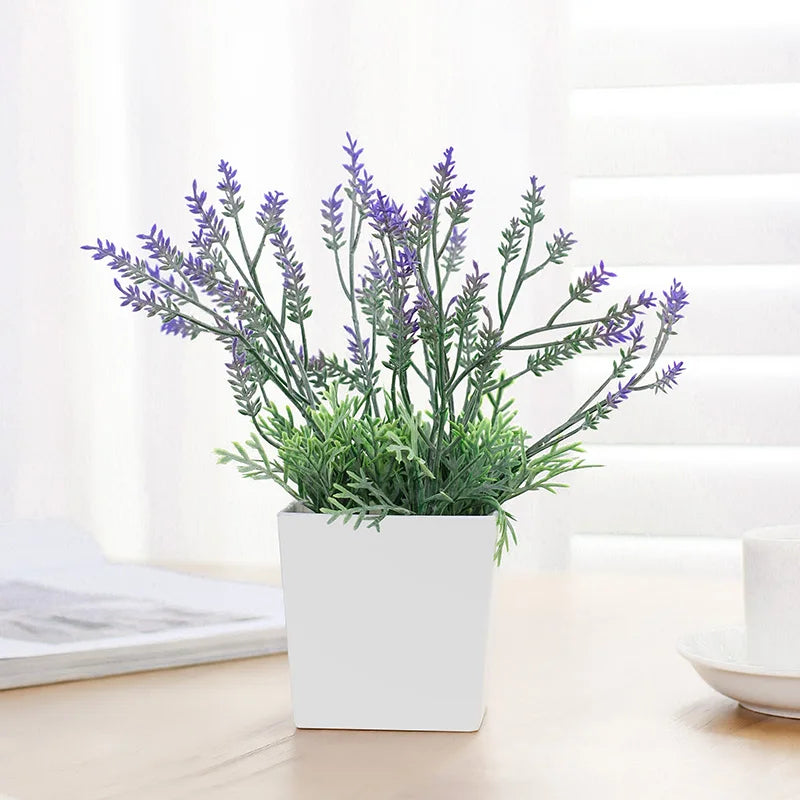 Artificial Lavender Potted Plant – Realistic Faux Flower for Home & Office Décor