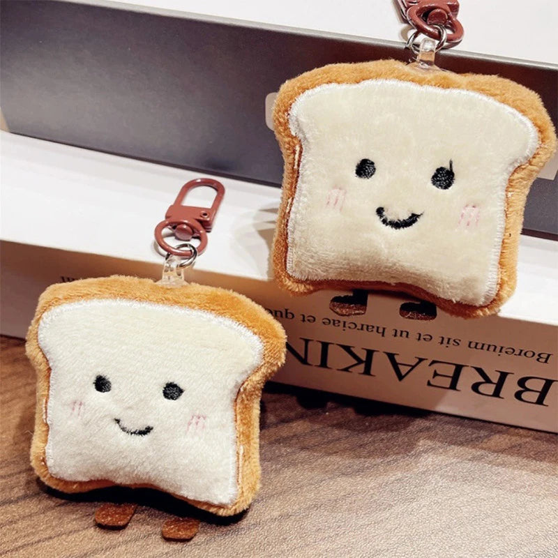 Cute Toast Bread Plush Keychain – Cartoon Food Pendant for Bags & Keys