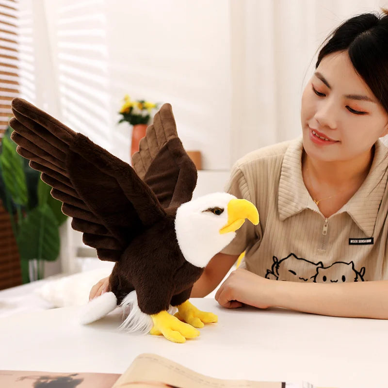 60cm/90cm Large Bald Eagle Plush Toy – Lifelike White-Head Eagle Bird Soft Stuffed Toy